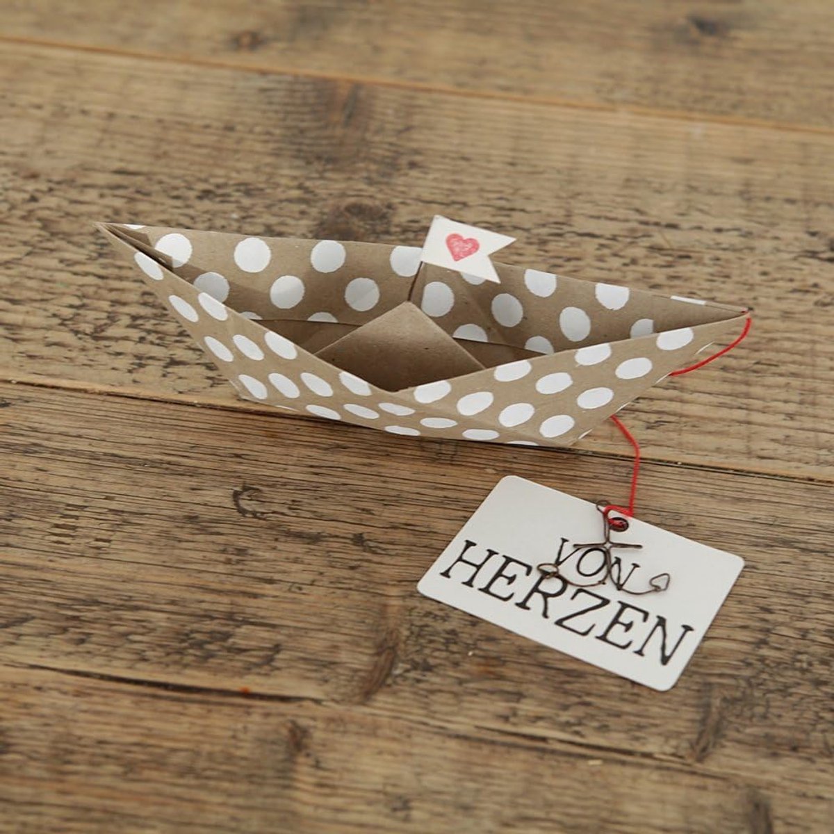 Old Friends papieren boot kaart ca. 22 x 11 cm Van het hart