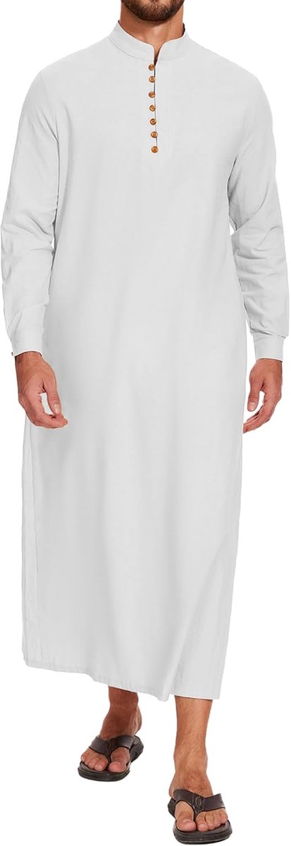 Kaftan heren linnen lange mouwen Thobe heren lange zijde split robe
