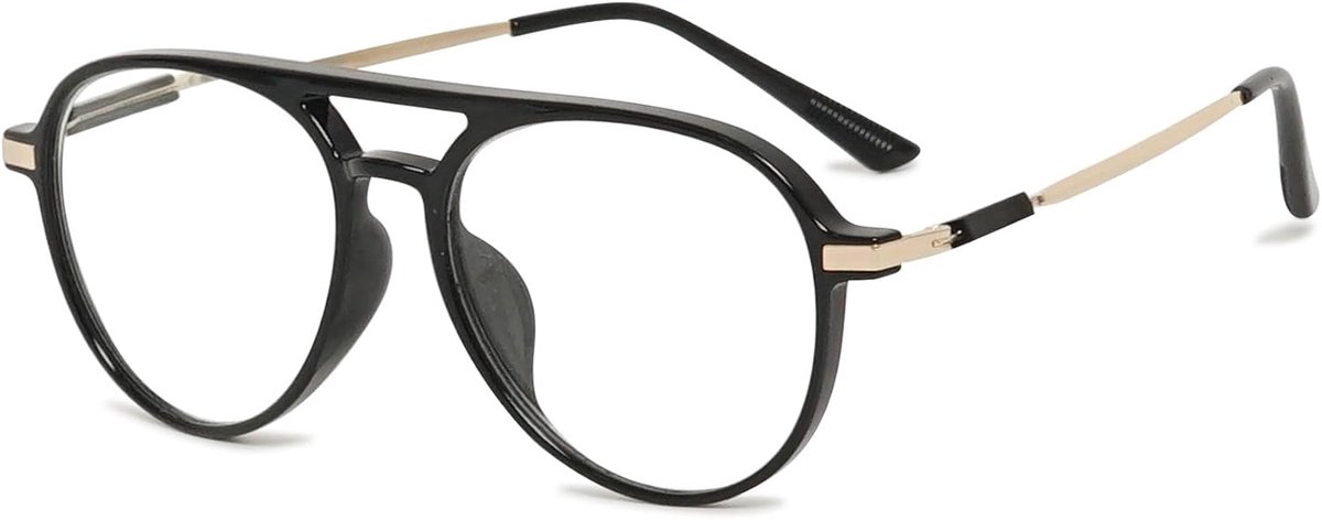 Mode Pilot Leesbril, blauwlichtfilter, voor dames en heren, kunststof, volledig frame, leeshulp, UV400-bescherming, bril met gezichtssterkte
