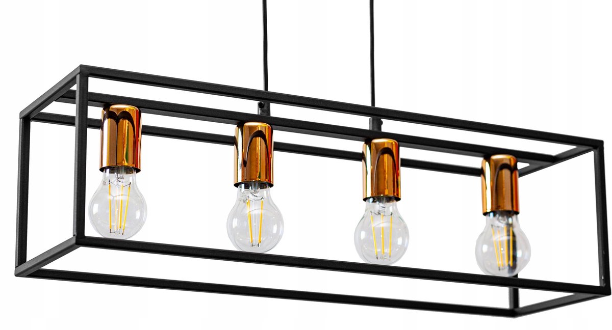 Loft Hanglamp Edison Zwart Metaal 4xE27 - Stijlvol en Modern