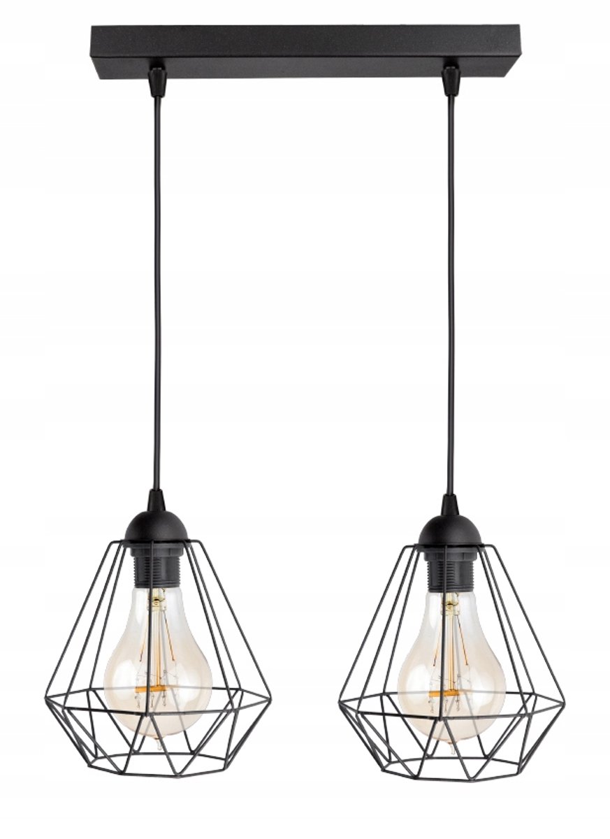 Drad Hanglamp Diamant Loft Edison Retro Zwart E27
