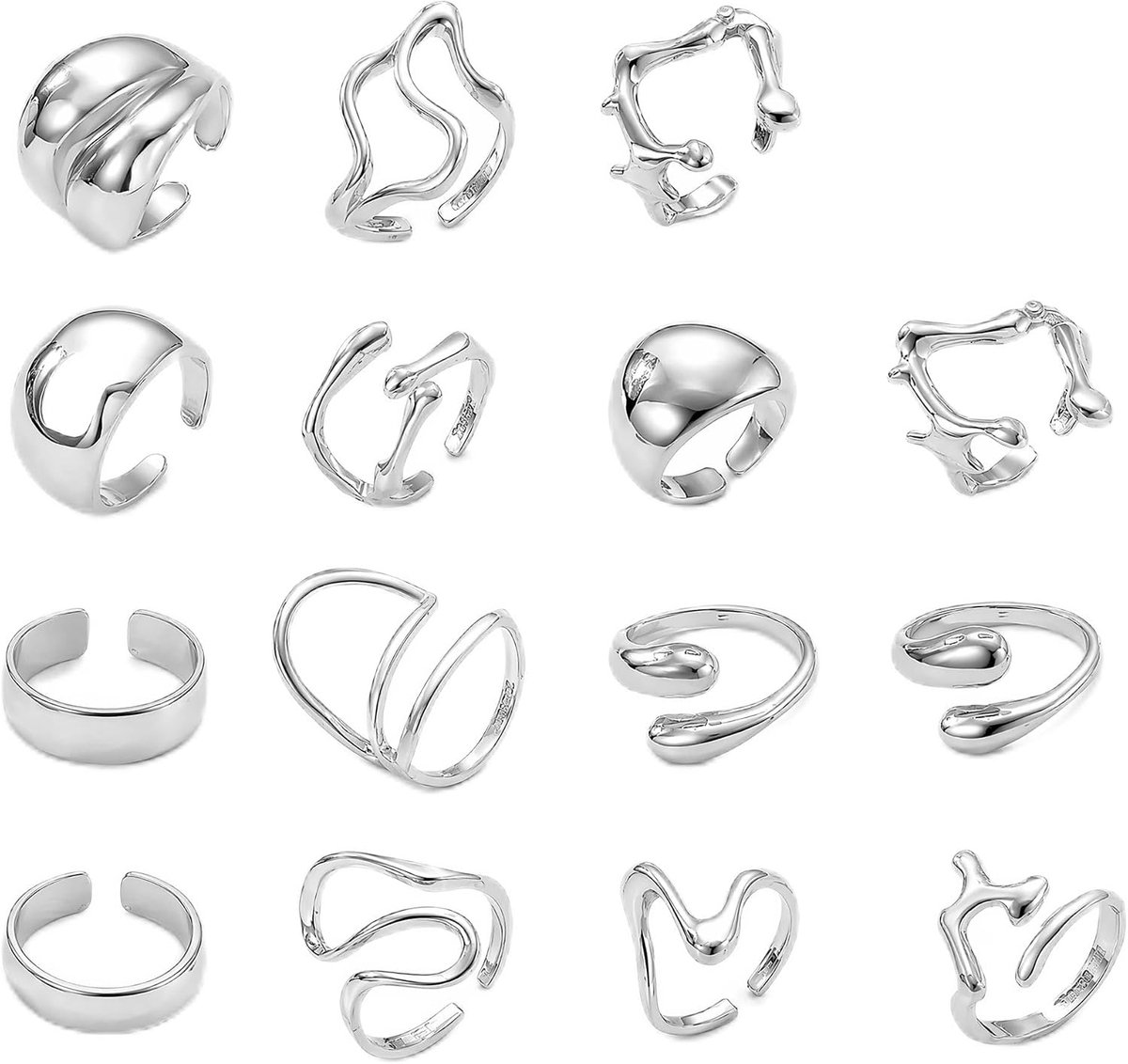 Ringen voor dames, verstelbaar, stapelbaar, open duimringen, trendy stapelringen, minimalistische vingerringen voor meisjes en vrouwen