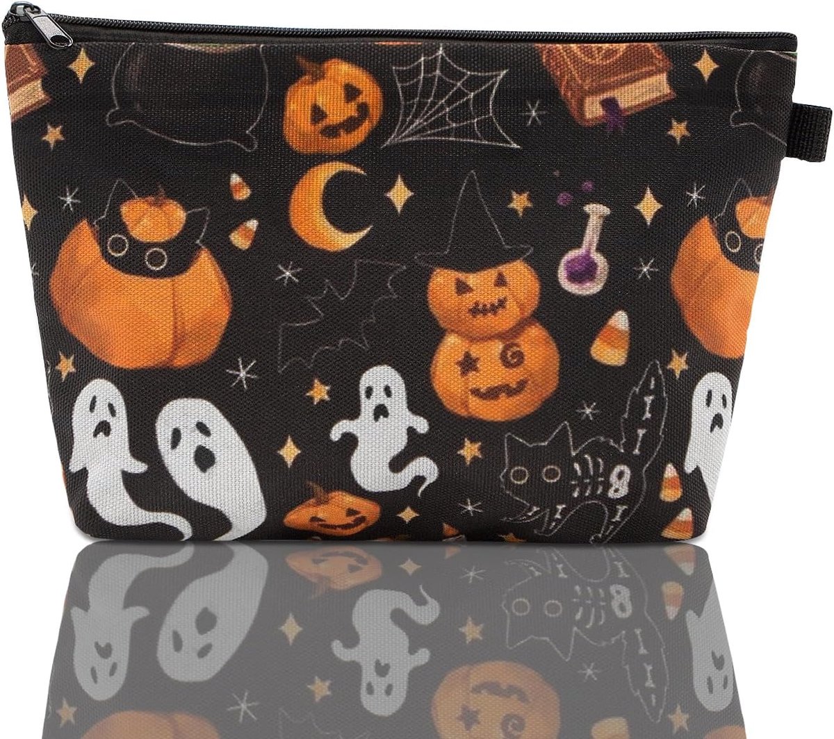 Halloween make-uptas - grote reis-make-uptas met pompoen en spokendesign - toilettas voor vrouwen en meisjes - Pompoen type 2 - mode