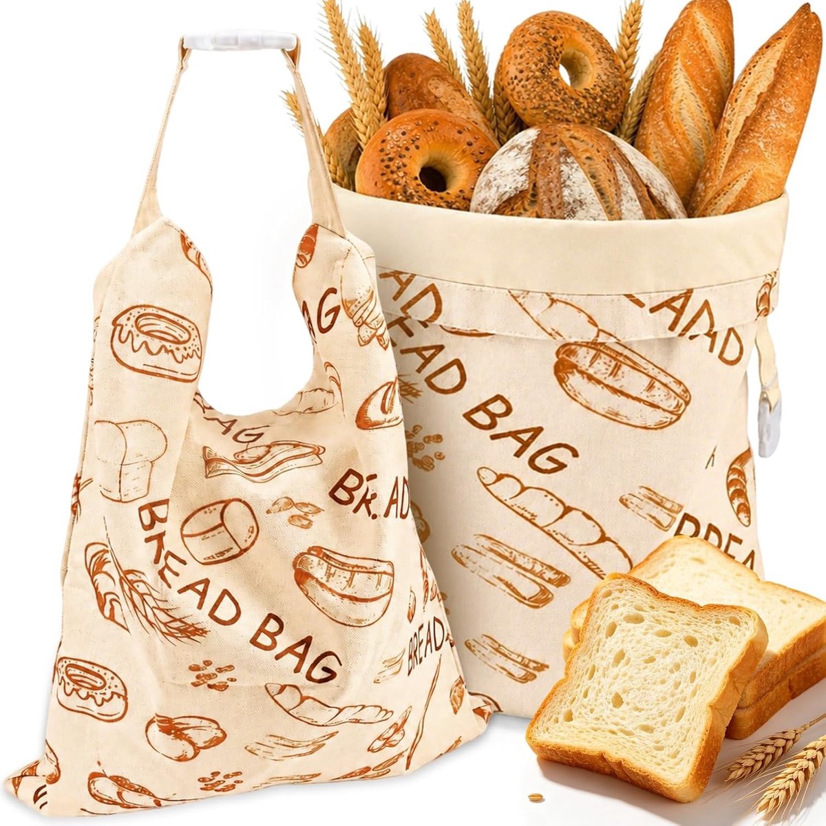 Broodzakjes - Natuurkleur - 43 x 33 cm - Katoen met Bijenwas Coating - Voor Zelfgebakken Brood