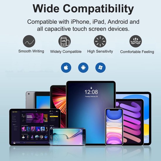 3 styluspennen voor touchscreen, gevoeligheid en capacitieve stylus 2-in-1 tablet touchscreen pen met 6 extra reservetips voor iPad Pro/iPhone/Samsung Galaxy en alle universele aanraakapparaten — afbeelding 2