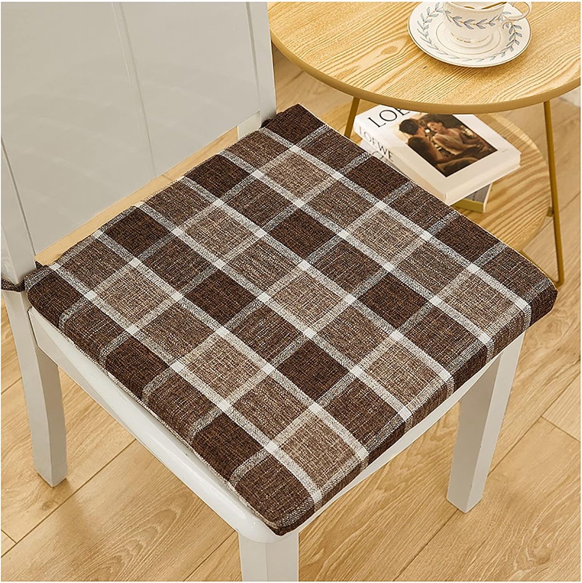 Comfortabele stoelkussens, Eetkamerstoel Kussen Zitkussens Met Stropdassen Verwijderbaar, Zitkussens voor Eetstoelen, Woonkamer, Keuken, Tuin, Kantoor, meerdere kleuren-Grid c 40x40x4cm (15,7x1