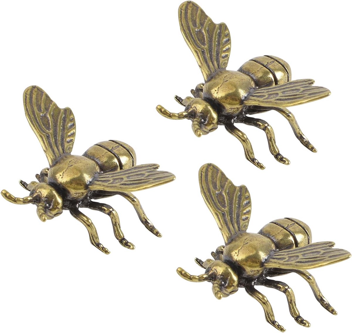 Bijensculptuur, 3 stuks, goudkleurig, vintage bijenbeelden, bureau-ornament, decoratief messing dier ornament voor woondecoratie