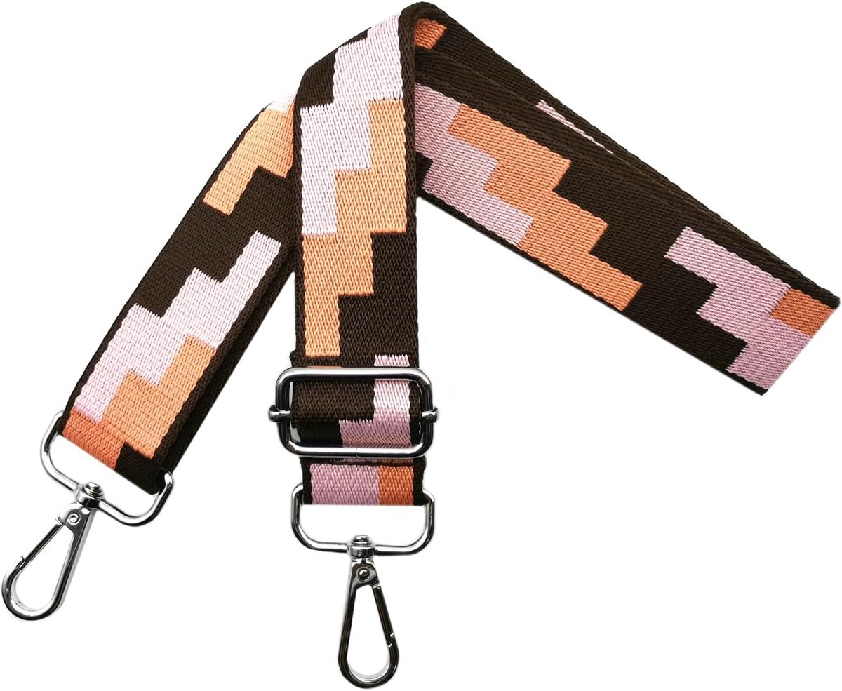 Zadelriemen om te wisselen, verstelbare schouderriem voor tassen, tasriem, breed 3,8 cm, schouderriem met zilveren karabijnhaak voor dames, draagriem, schoudertas en handtassen, koffieroze, J7