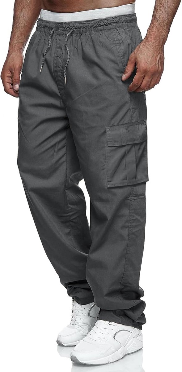 Lora Cargobroek heren joggingbroek sportbroek regular fit met zakken casual broek met elastische taille