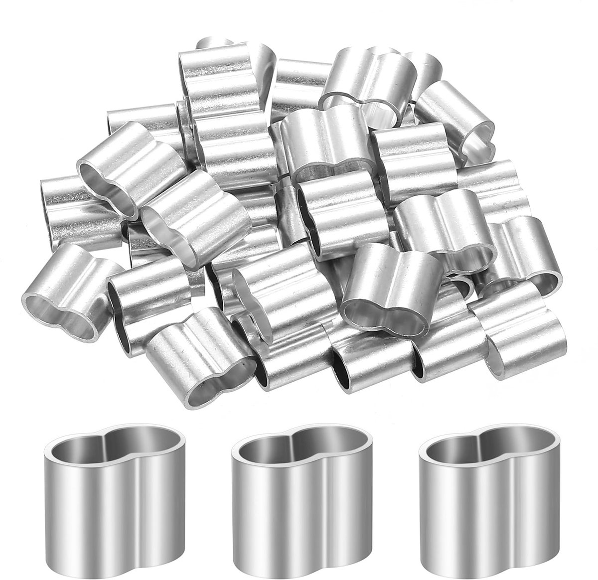 SolidKeus - 42 Stuks Aluminium Kabelclips en Krimpkousen