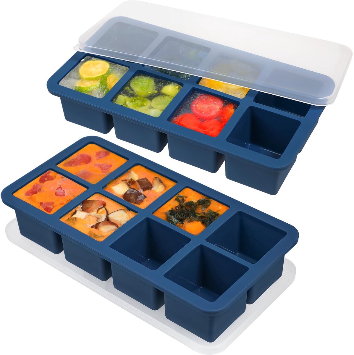 SolidKeus - Extra Grote IJsblokjesvorm Silicone 2 Stuks voor Soep en Sauzen