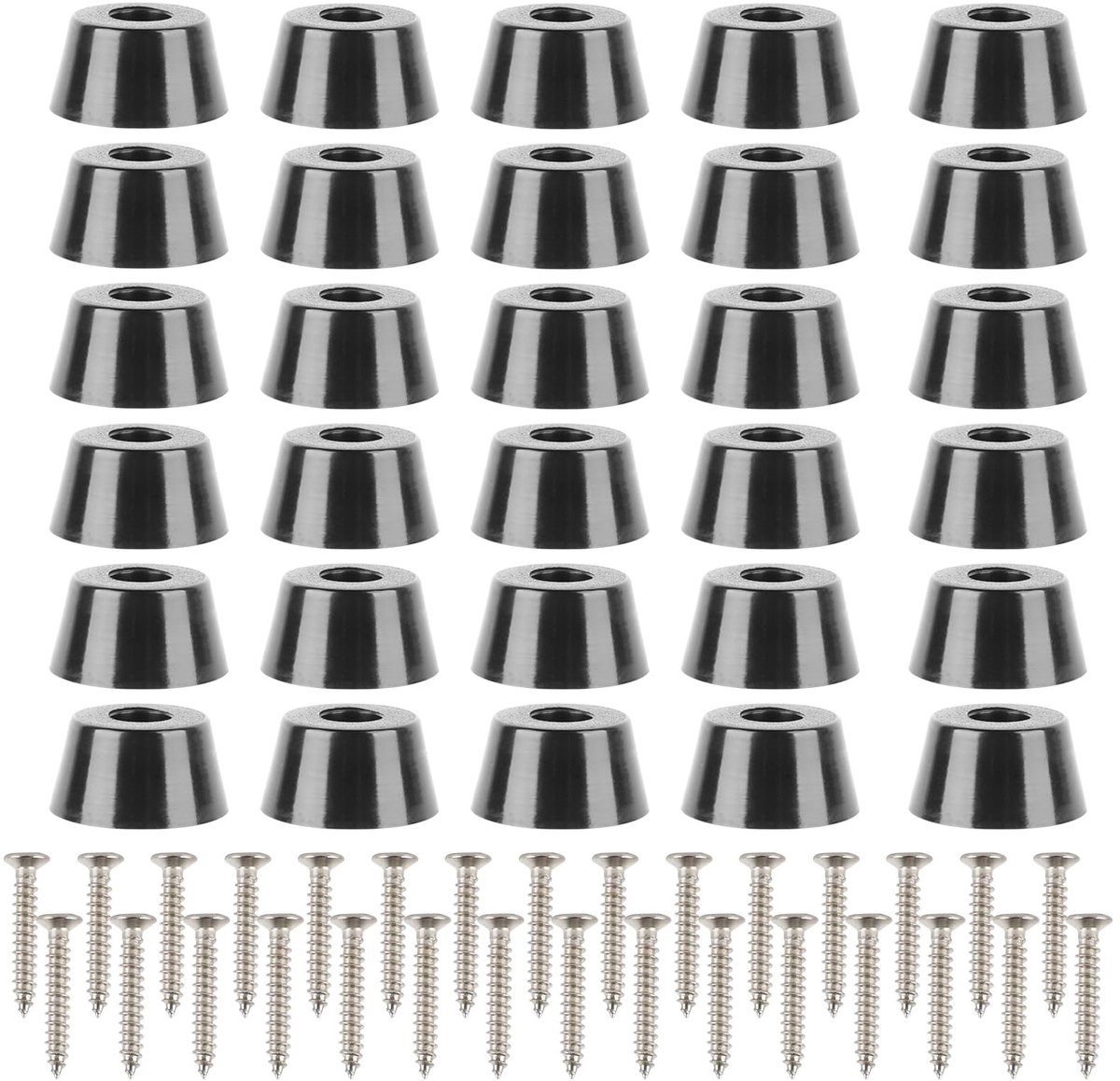 SolidKeus - 30 Stuks Zwarte Rubber Voetjes met RVS Schroeven