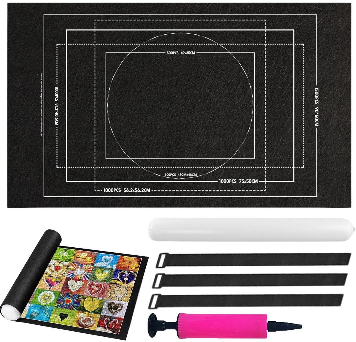 SolidKeus - Puzzle Mat voor 1500 Stukken, Opvouwbare Mat met Pomp