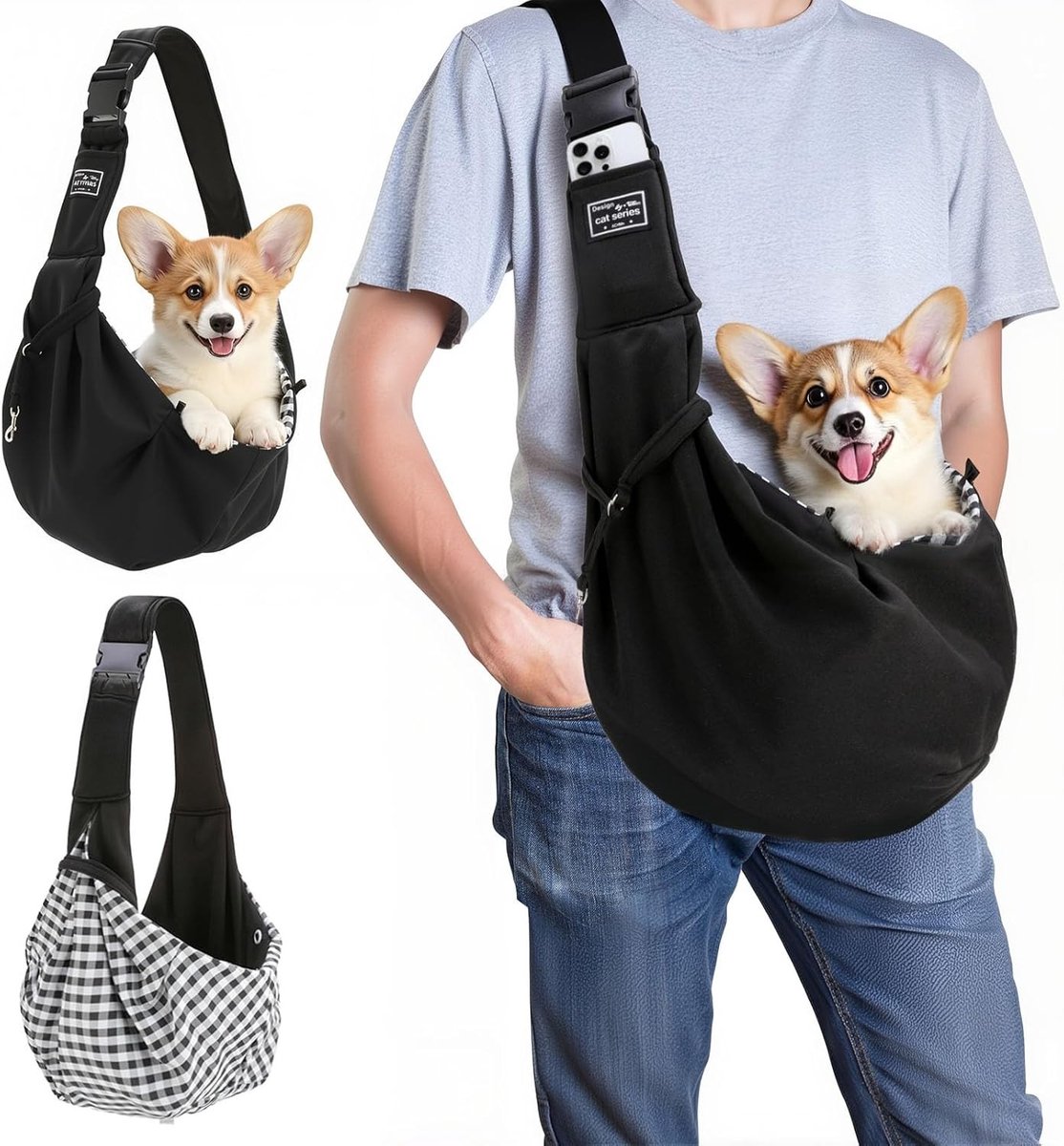 Hondenmand fiets - Zwart - 65 x 30 x 80 cm - Verstelbare Draagtas voor Kleine Honden tot 7,5 kg - Comfortabele Schoudertas voor Wandelen en Reizen