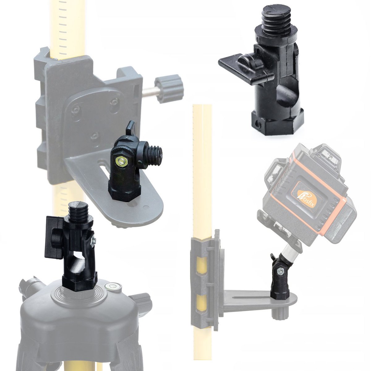 Rosfix Adapter Hoekinstelling voor Laserwaterpas - Verstelbare Houder 5/8" Draad - Stabiliteit - Geschikt voor Hilda, Pracmanu