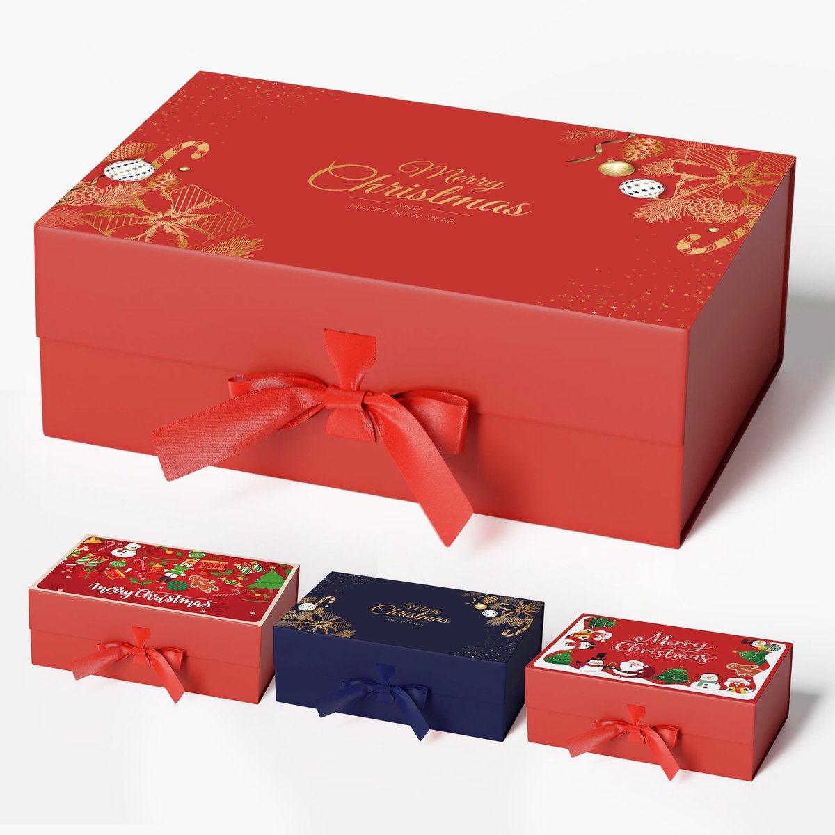 Omgoods - Magnetische Kerstcadeau Dozen met Gouden Patroon