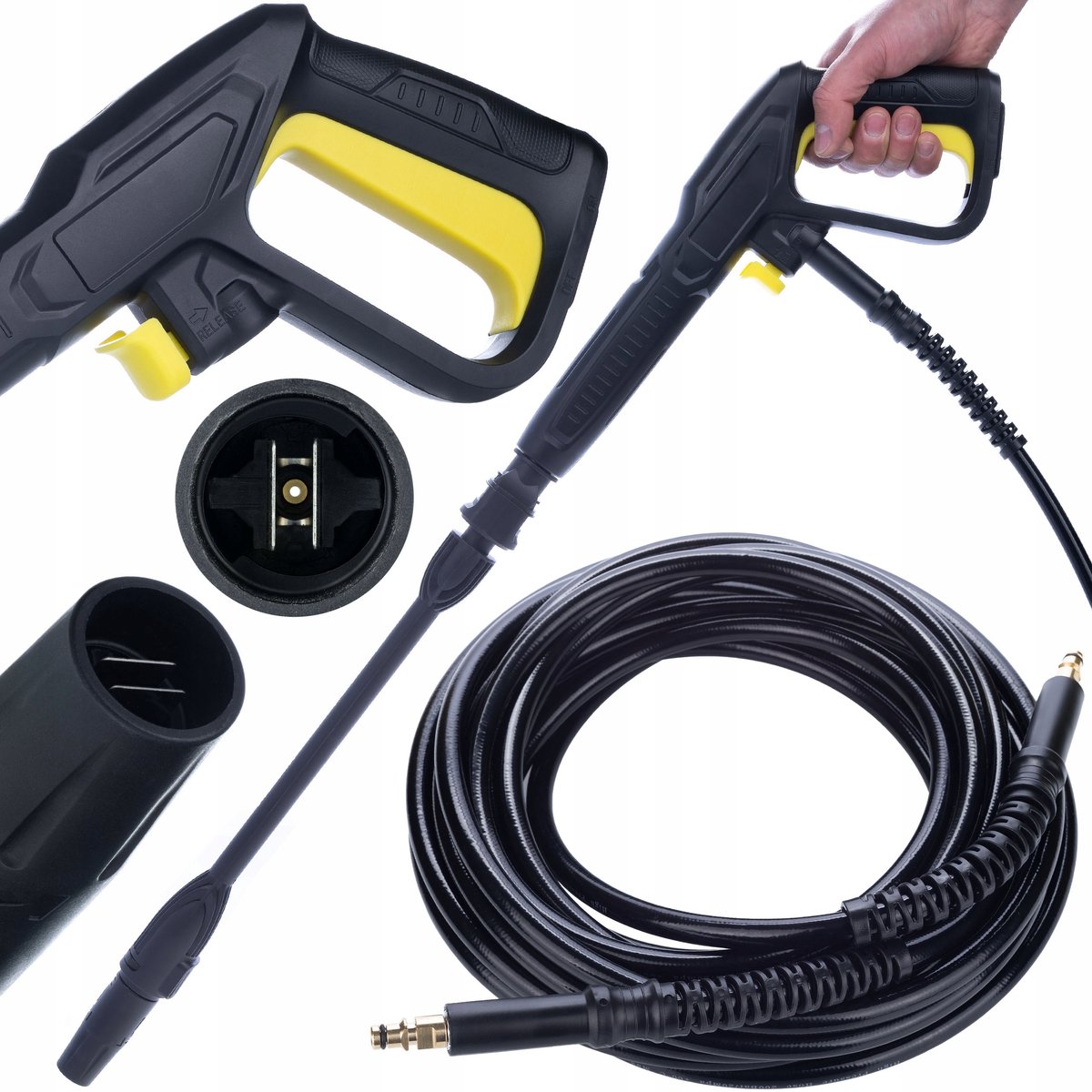 Rosfix Spuitpistool Vervanging Set VARIO - Verstelbare Spuitmond - 8 M Hogedrukslang Click Connect - Geschikt voor Kärcher