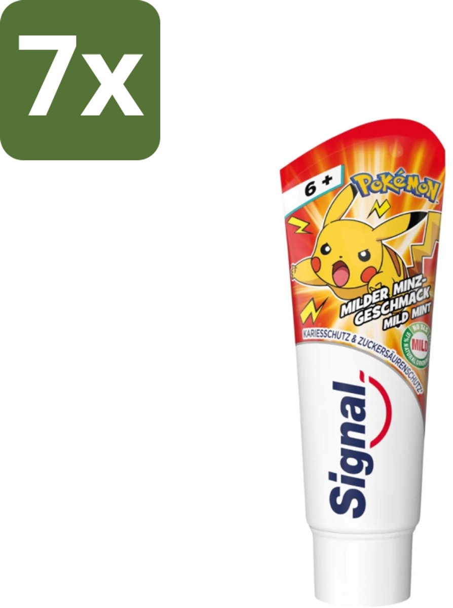 Signal - Pokémon - Tandpasta - Milde Munt Smaak - Anti-Tandsteen - Kinder 6+ Jaar - 75 ml - Bulkverpakking - 7 stuks