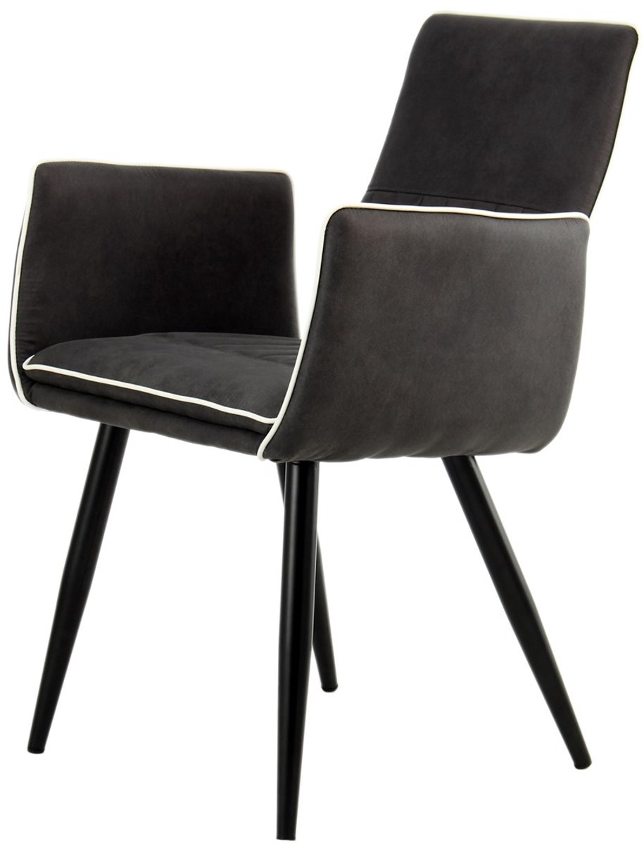 Padiro eetkamerstoelen set van 2 - zwart - kunstleer - met armleuningen - ijzeren onderstel - industrieel