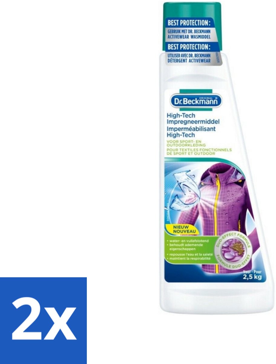 Dr. Beckmann - High Tech Impregneermiddel - Sport- & Outdoorkleding - Witte en Gekleurde Was - 2.5 KG - Voordeelverpakking - 2 stuks