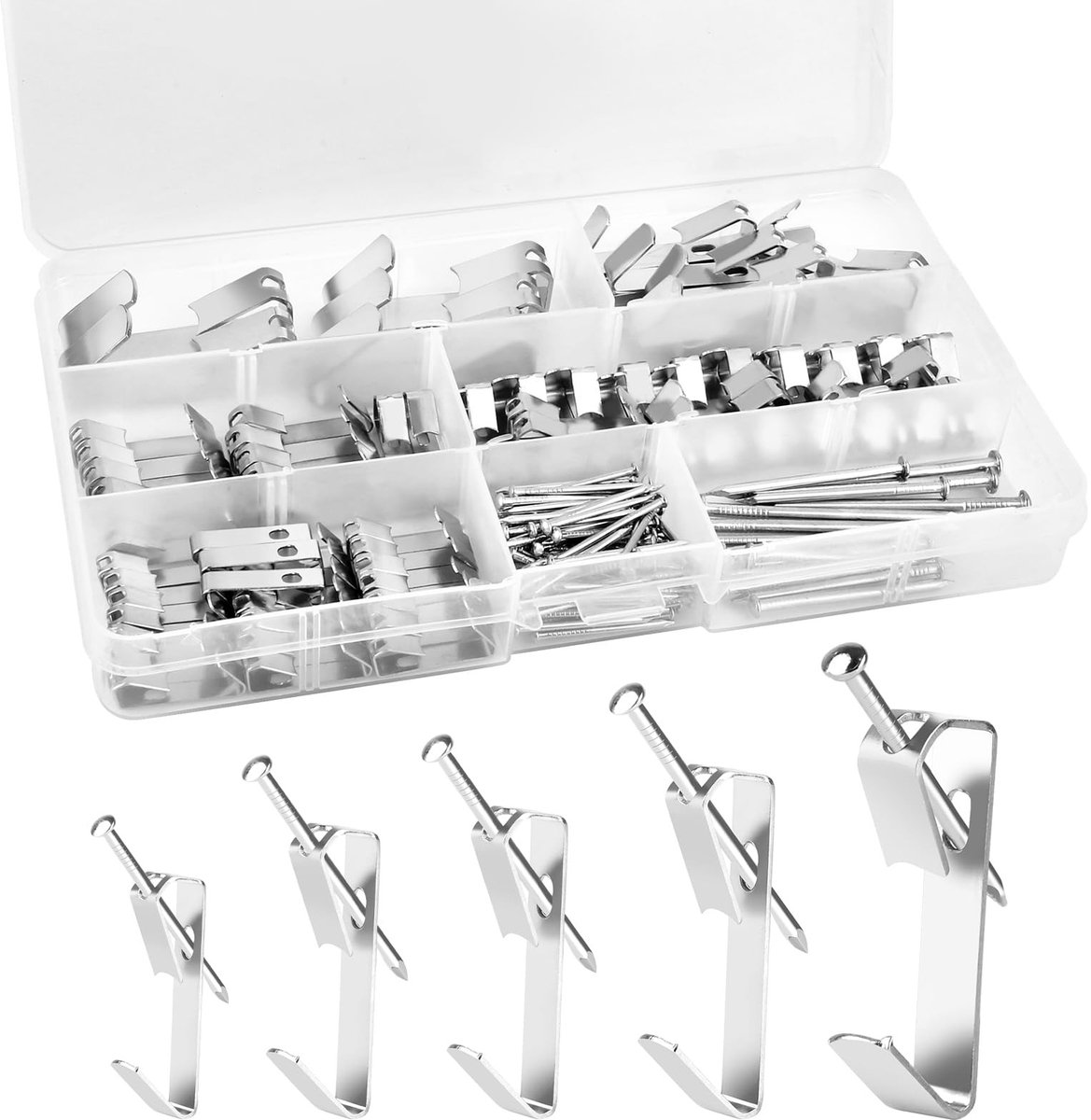 Solidchoice - Set van 175 Fotohaakjes met Stalen Spijkers voor Zware Foto's