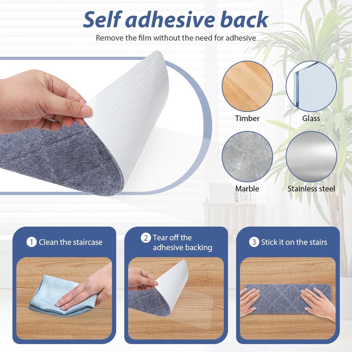 Solidchoice - Antislip Trapmatten 15 Stuks - Zelfklevende Trapmatten voor Veiligheid