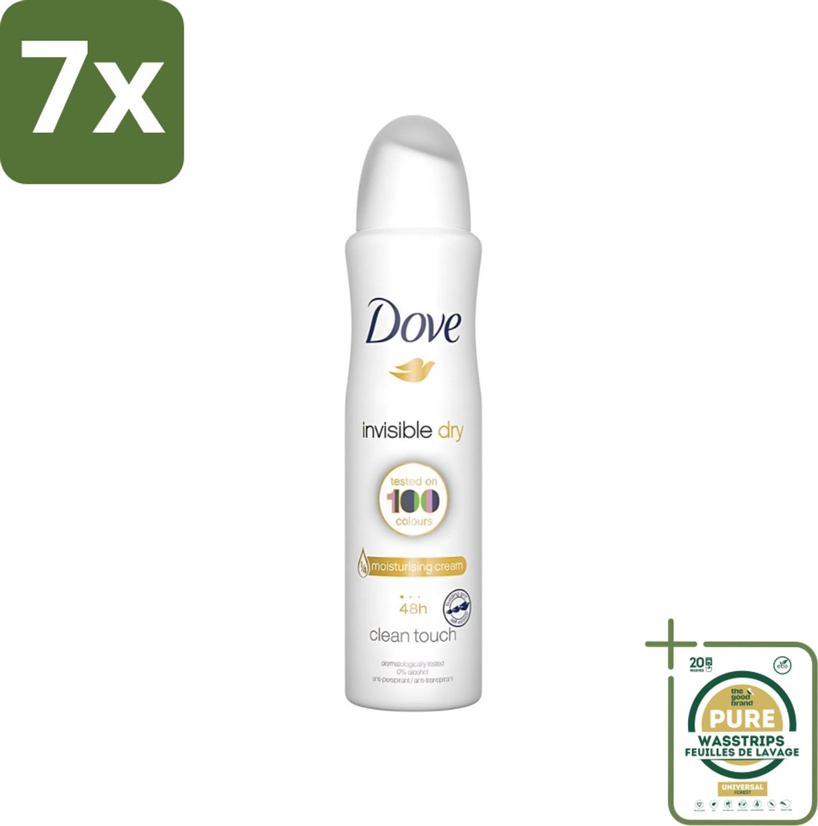 7 x Dove - Deodorant - Invisible Dry - Onzichtbare bescherming - 250 ml - Grootverpakking - Onze Bescherming - Onzichtbaar - Zweet En Geur - Vlekken - Donkere Kleding