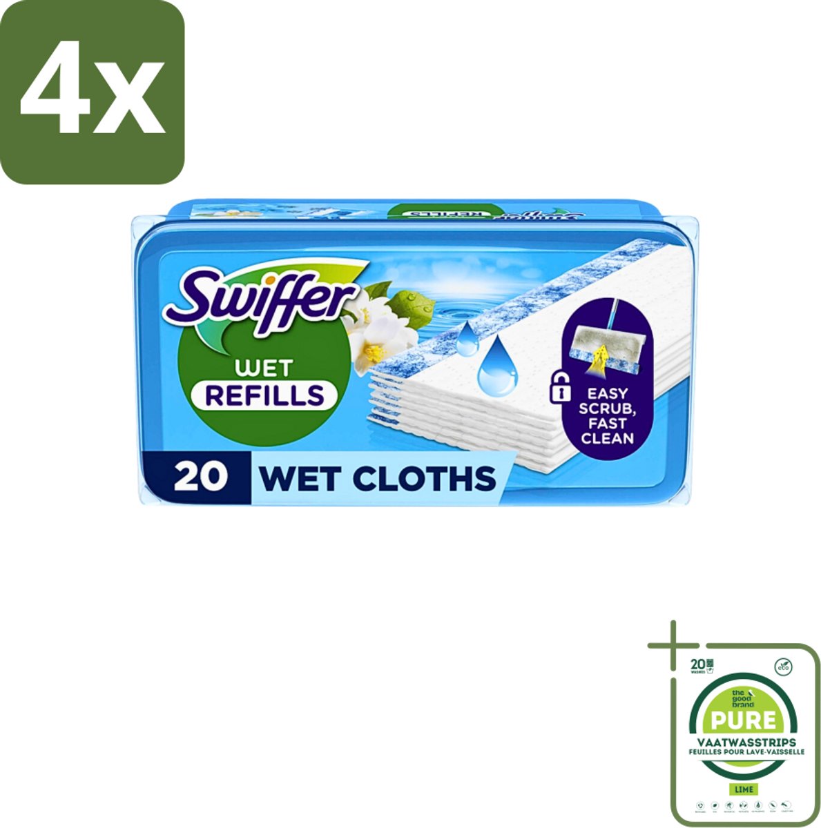 Swiffer - Wet Vloerdoekjes Citrus - Navulling - 10 Doekjes - Voordeelverpakking - 4 stuks - Vloerdoekjes - Citrusgeur