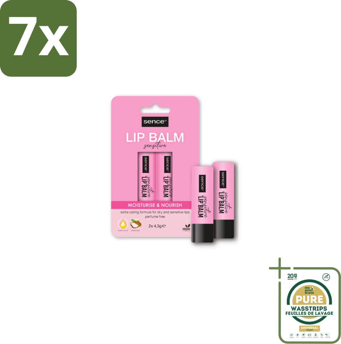 7 x Sence Lippenbalsem Sensitive 2 stuks per verpakking - Grootverpakking - Lippenbalsem - Voedend Lippenbalsem - Hydraterend Lippenbalsem - Droge Lippen - Gevoelige Lippen