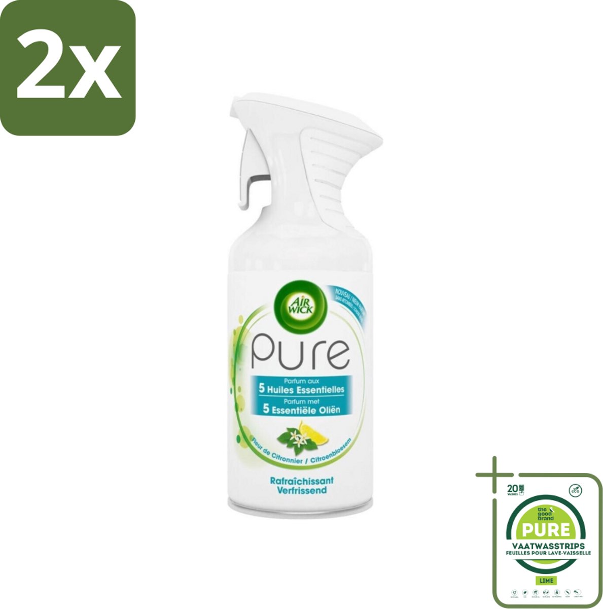 Air Wick - Luchtverfrisser - Essentiële Oliën - Citroenbloesem - Spray - 250 ml - Voordeelverpakking - 2 stuks - Luchtverfrisser citroenbloesem - Citroenbloesem geur