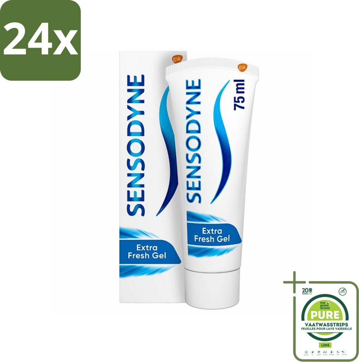 Sensodyne - Tandpasta - Extra Fresh Gel - Voor Gevoelige Tanden - 75 ml - Voordeelverpakking - 24 stuks - Gevoelige tanden - Tandpasta