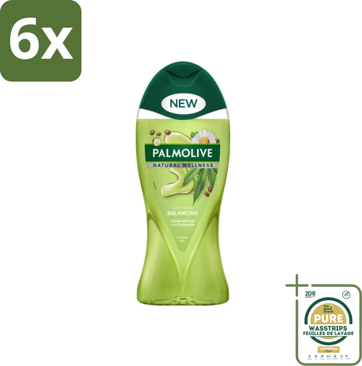 Palmolive - Natural Wellness - Douchegel - Balancing - Ontspannend & Fris - 250 ml - Voordeelverpakking - 6 stuks - Wellness - Balans