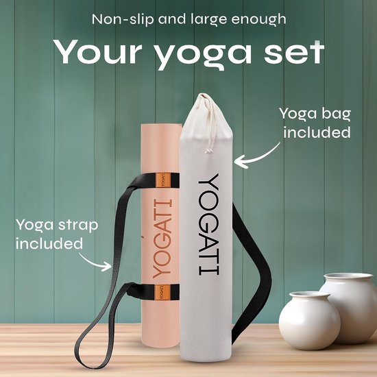 Fitnesmat - Bruin - 186 x 68 cm - Antislip Met Lijnen - Voor Yoga en Pilates — afbeelding 4