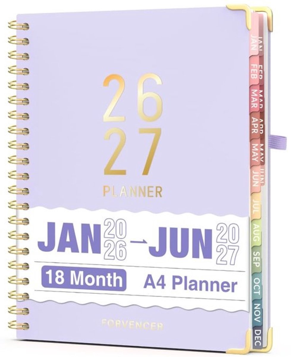 Academische planner 18 maanden 2025-2026, grote week- en maandplanner met hardcover