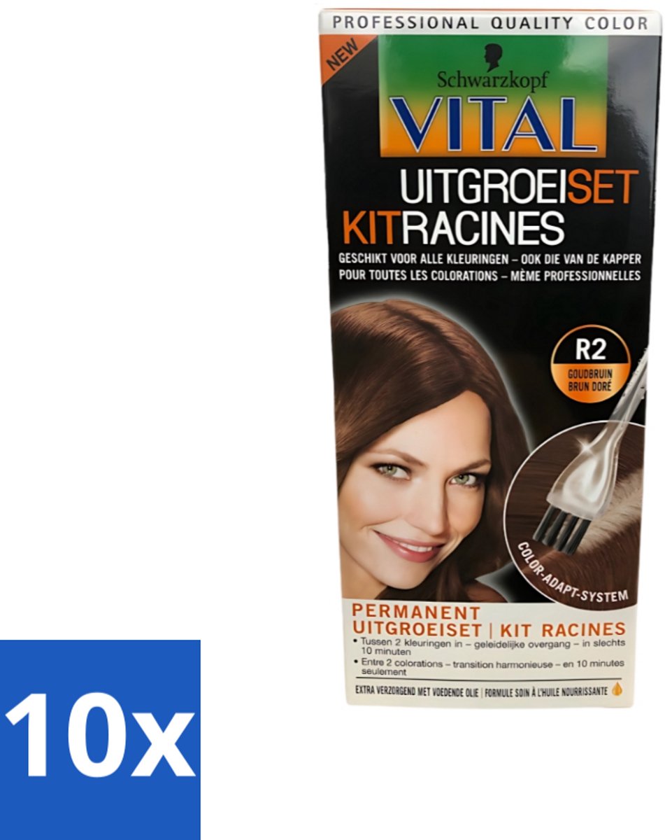 Schwarzkopf Vital - Haarverf - Uitgroeiset - R2 Goudbruin - 60 ml - Bulkverpakking - 10 stuks