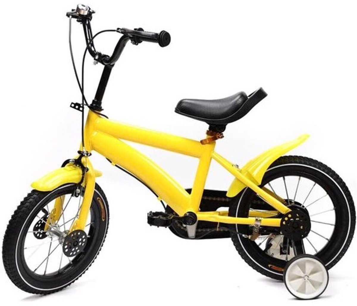 Kinderfiets - Loopfiets Stabilisatoren - Leren Fietsen - Stevig Carbon Frame - 14 Inch - Geel