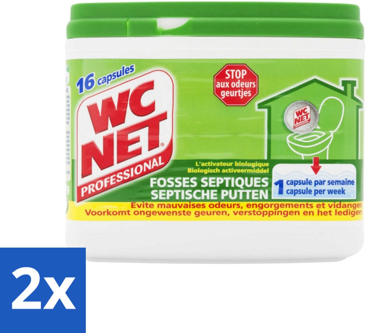 2 x WC Net - Ontstopper - Voorkomt Ongewenste Geuren - 16 Capsules - Toilet Ontstopper - Wc Reiniger - Geur Neutraliserend - Verstoppingen Voorkomen - Toilet Capsules