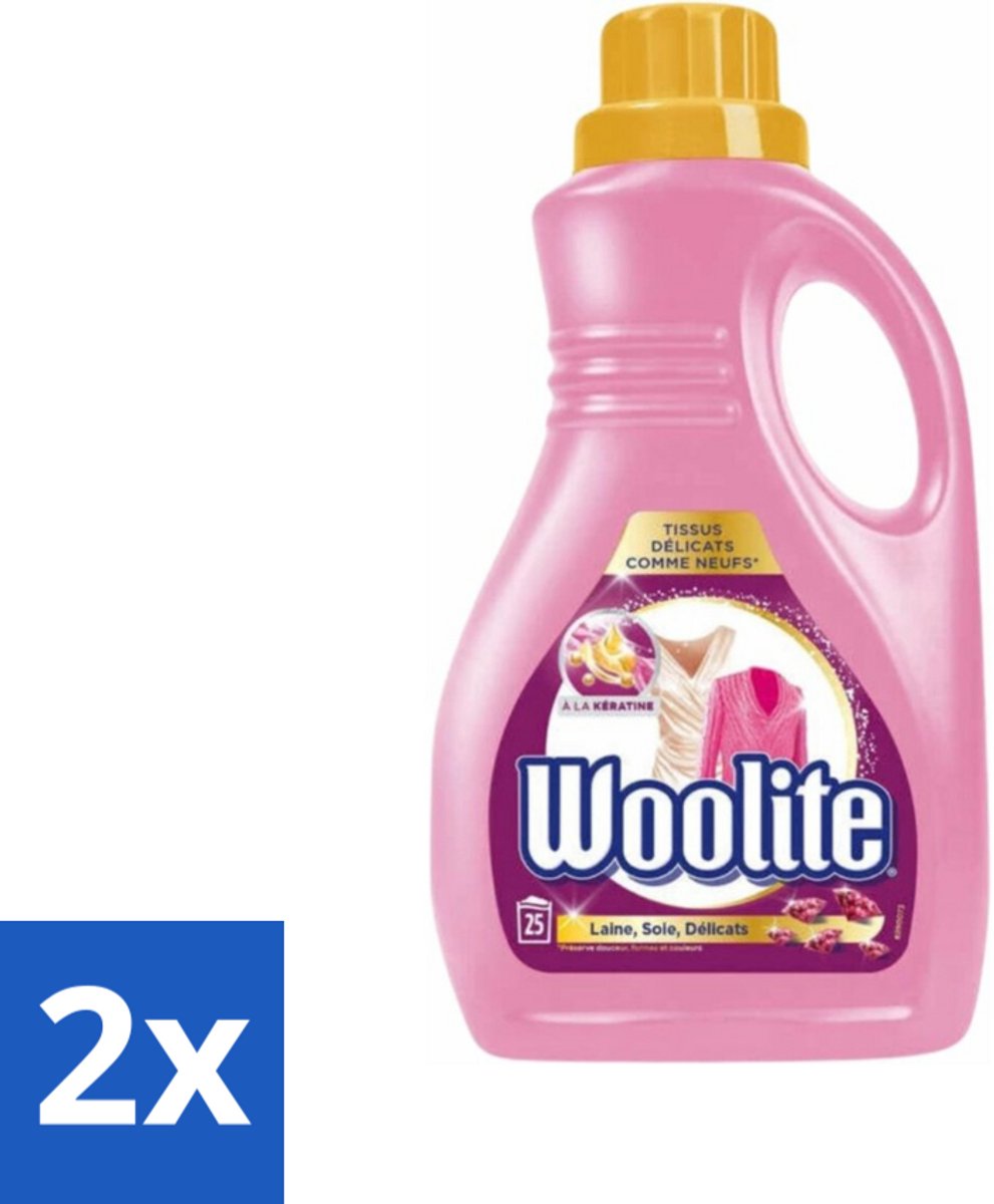 2 x Woolite Delicate - Vloeibaar Wasmiddel - Met Keratine - Wol, Zijde & Fijne Was - 25 Wasbeurten - 1,5L - Wolwasmiddel - Zijdewasmiddel - Delicate Was - Wasmiddel Voor Fijne Stoffen - Wasmiddel Voor Lingerie