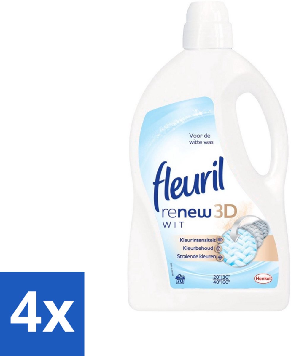 Fleuril - Renew 3D - Vloeibaar Wasmiddel - Witte Was - 70 Wasbeurten - Voordeelverpakking - 4 stuks