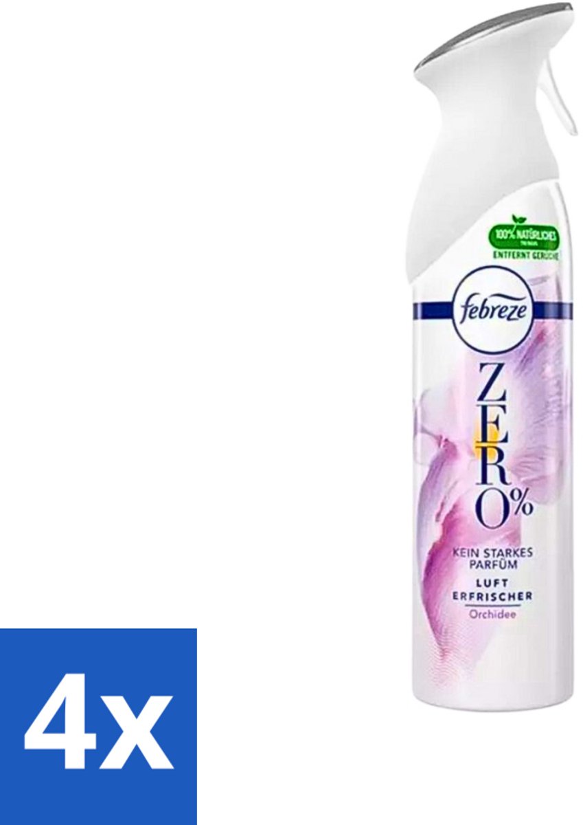 Febreze Spray - Zero % - Orchidee - Luchtverfrisser - 300ml - Voordeelverpakking - 4 stuks