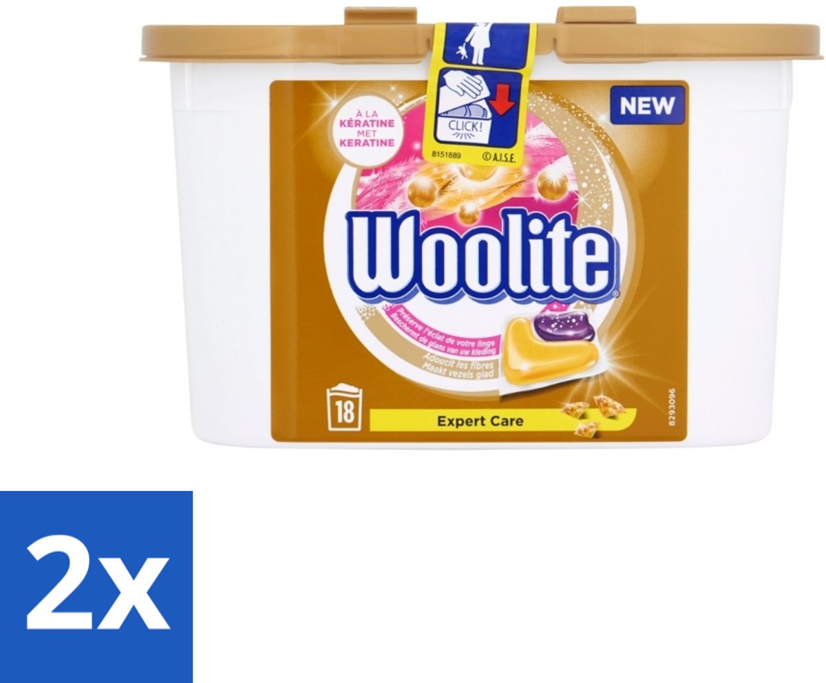 2 x Woolite Expert Care - Wasmiddelcapsules - Met Keratine - Delicate Was - 18 Wasbeurten - Wasmiddel Capsules - Wasmiddel Voor Delicate Stoffen - Wasmiddel Wol - Wasmiddel Zijde - Wasmiddel Lingerie