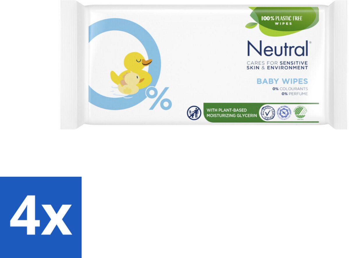 4 x Neutral Billendoekjes 52 doekjes - Baby Billendoekjes - Zachte Billendoekjes - Hypoallergene Billendoekjes - Babyhuid - Babyverzorging