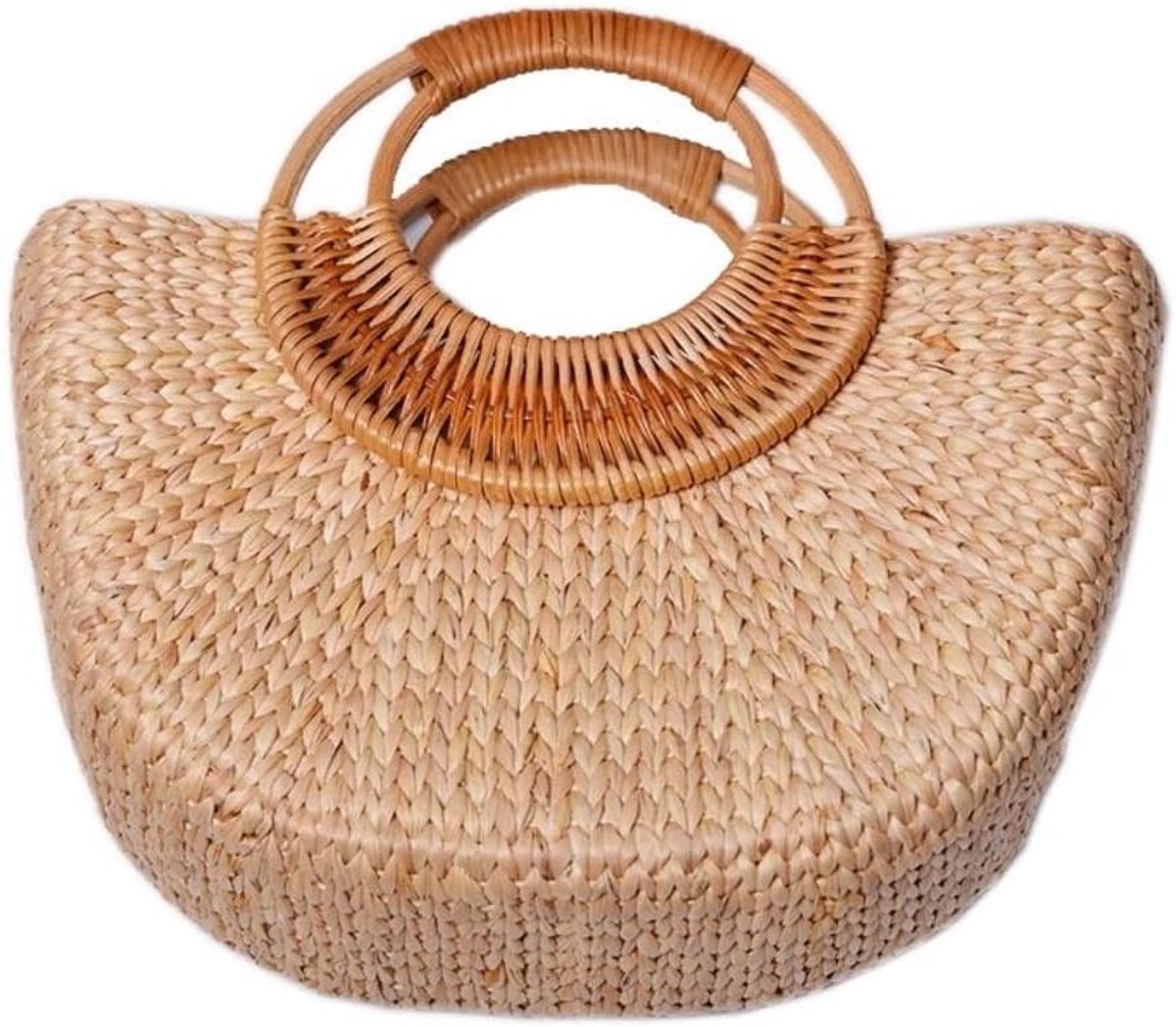 Woven Strandtas - Zomer Tote - Casual Shoppen - Handgemaakt Stijl - 36 x 38 cm - Natuurlijk