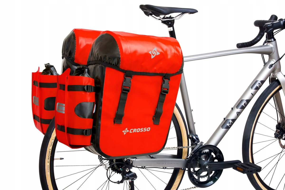 Merkloze Rode Fietstassen Set - 66L Waterdicht, Railsysteem