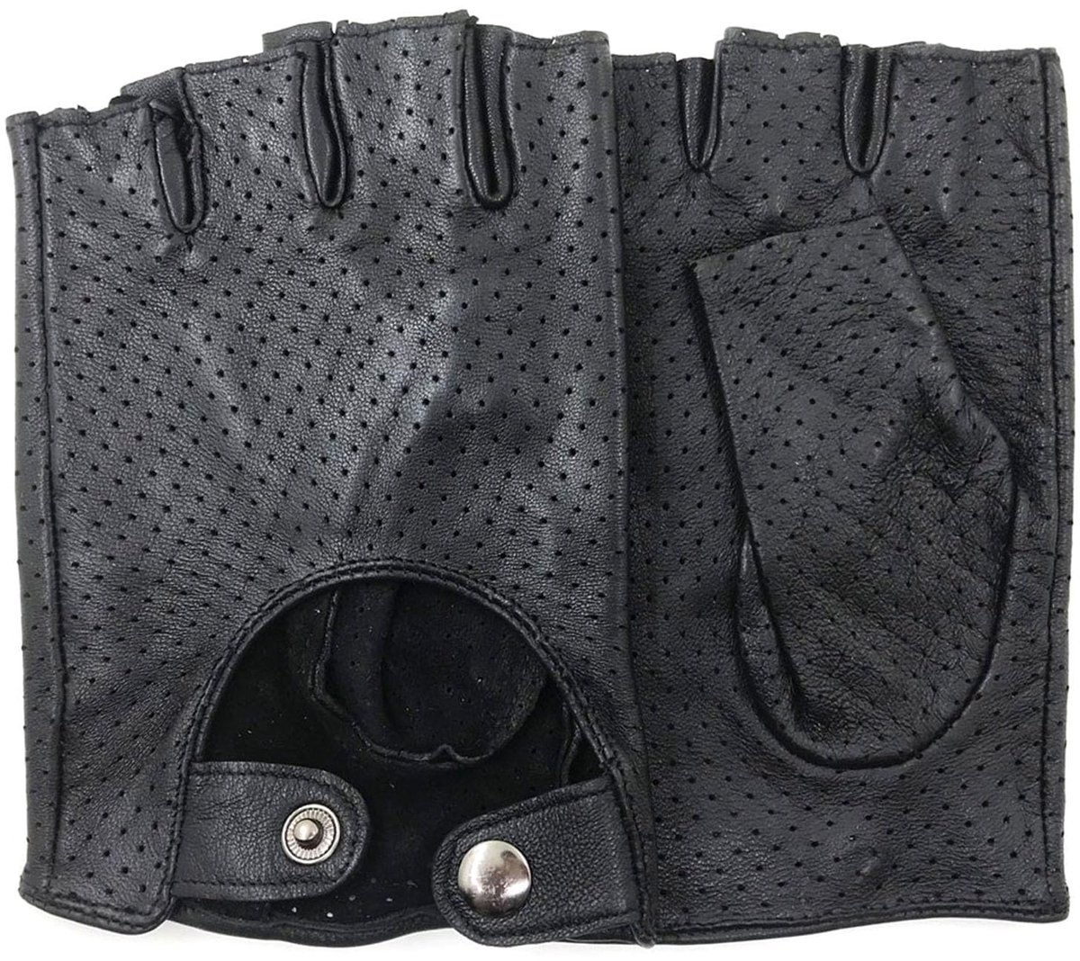 ZLUXURQ Heren Lederen Handschoenen Volledige Mesh Vingerloze Half Finger Rijhandschoenen - ShopVlot