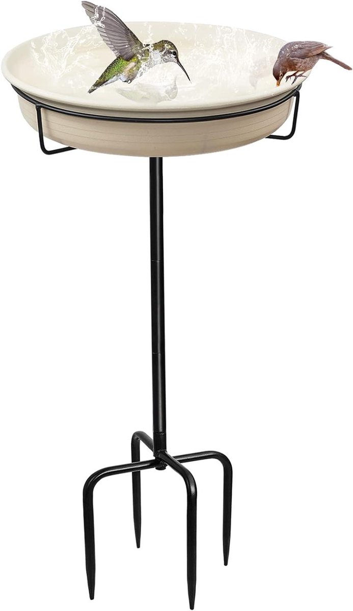 Vogelbad Tuin - Vogel Drinkbak - Vogels Voeren - Stabiele Basis - 26.5 cm Diameter - Zwart