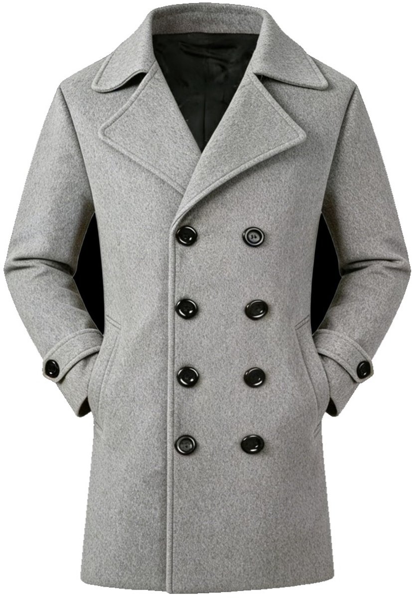 Currero Trenchcoat Winterjas Heren Mantel Jas Mantels Winter Herfstjas Volwassen Stijlvol Knopen Lichtgrijs