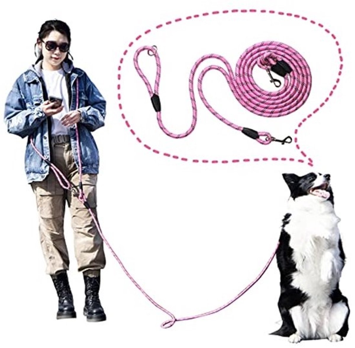 Handenvrije hondenriem 13 ft - Reflecterende crossbody voor grote, middelgrote en kleine honden - Ideaal voor wandelen, joggen en hondentraining