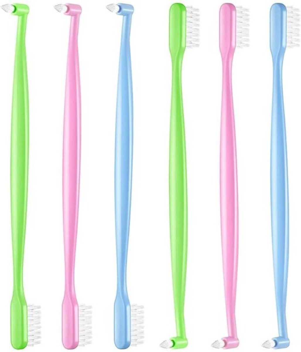 Orthodontische tandenborstels 6 stuks | Dubbele uiteinden | Handmatige tandenborstels voor een beter onderhoud