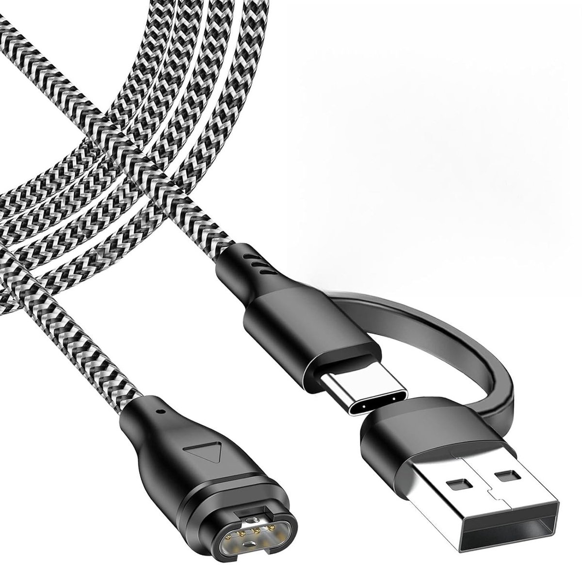Oplaadkabel 2-in-1 USB C voor Smartwatch - 1.2m, Geschikt voor Fenix 8, Vivoactive 6, E7, E7X, E7S, Sapphire Solar, Snelladen en Duurzaam Gebruik